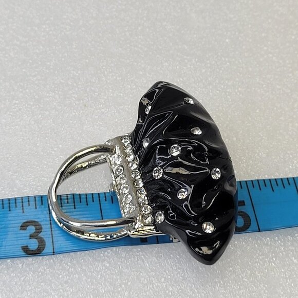 Black Crystal Handbag Brooch Pin - Picture 2 of 8